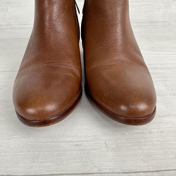 Sam Edelman Women 7 Petty Boots Brown Leather Bootie Block Low Heel Side Zip - Picture 4 of 14